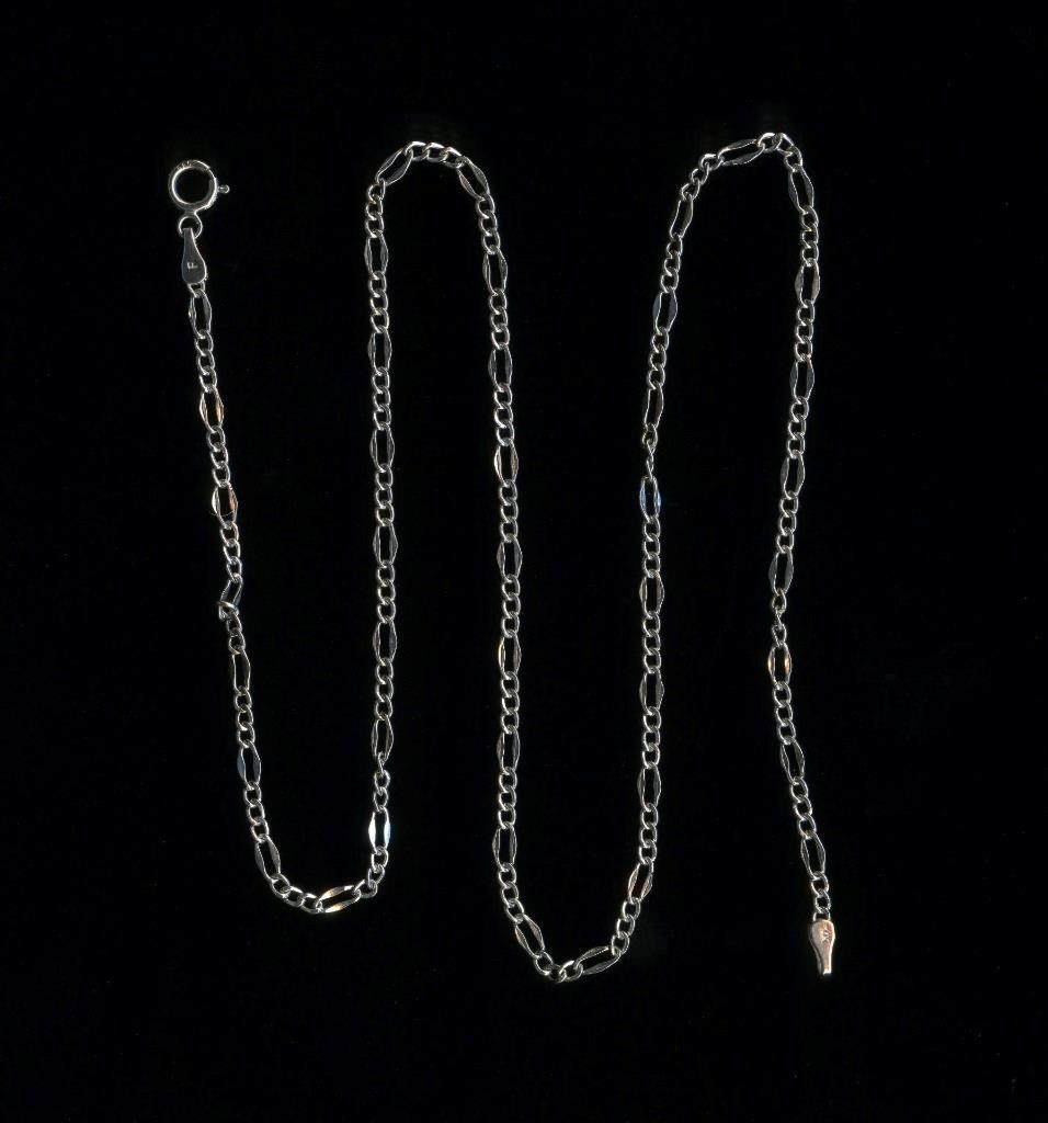 New 14K 1.33 Gram Solid White Gold 16″ Figaro Link Pendant Necklace Chain -PK