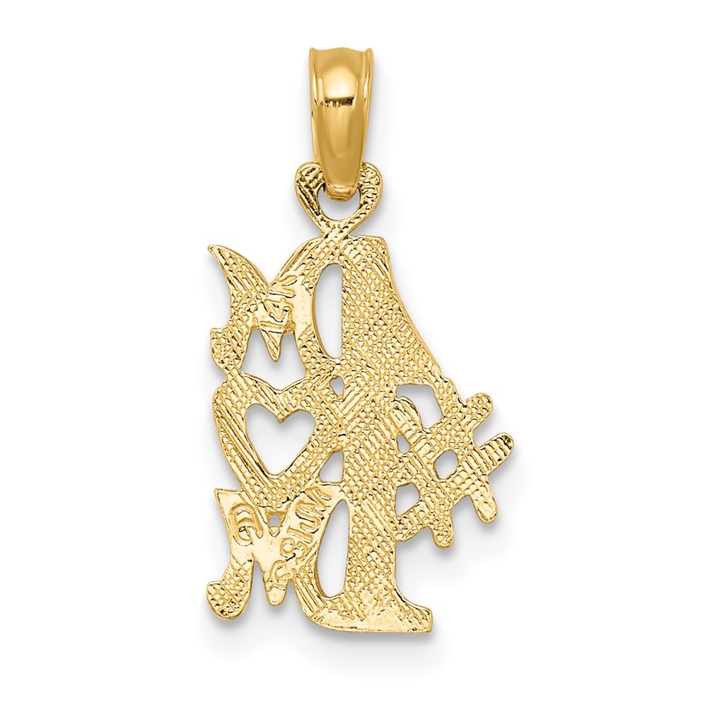 14k Yellow Gold #1 MOM Charm Pendant 0.58gm L-0.78 in,W-0.41 in