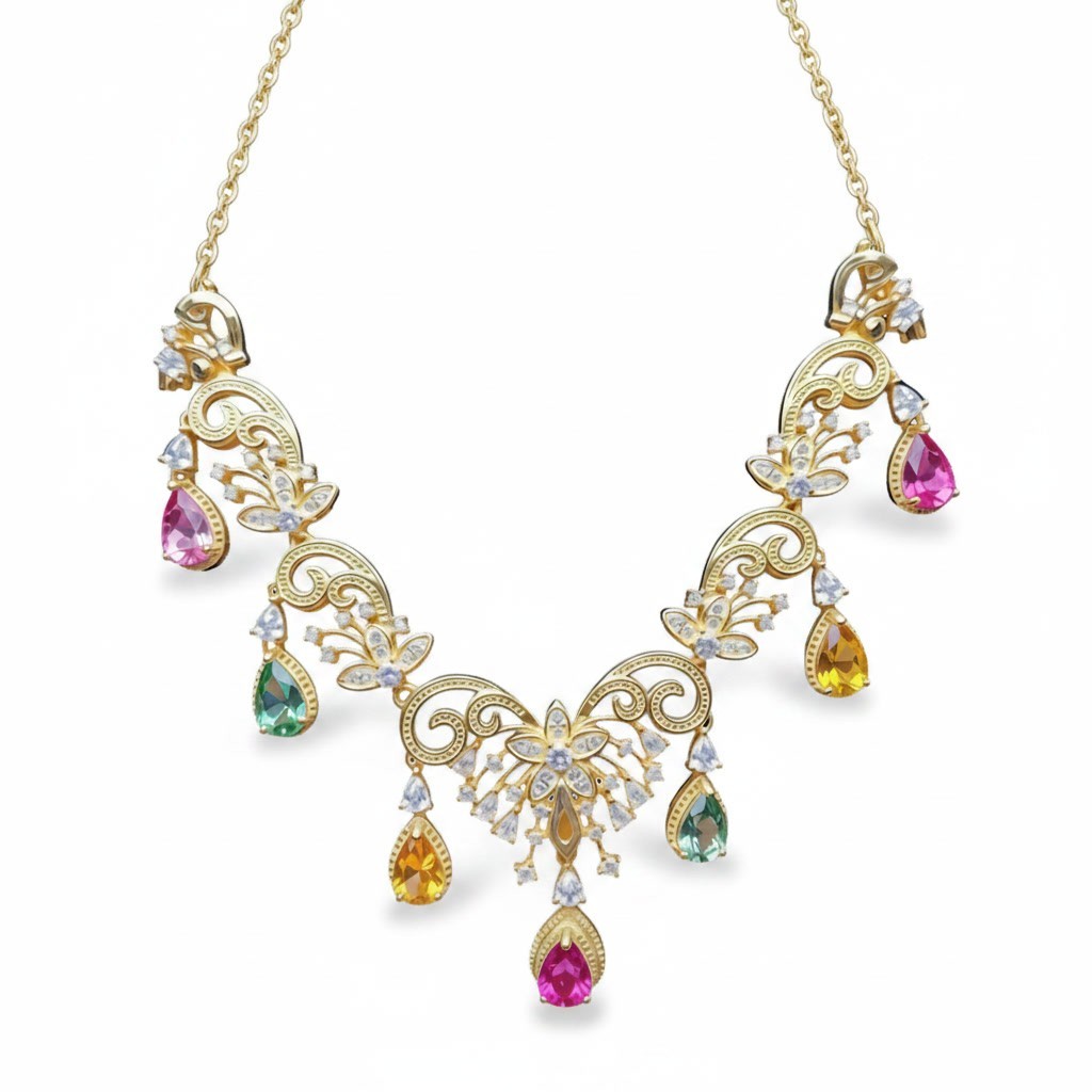 Natural Brazilian Tourmaline Gemstone Charm Necklace 925 Sterling Silver