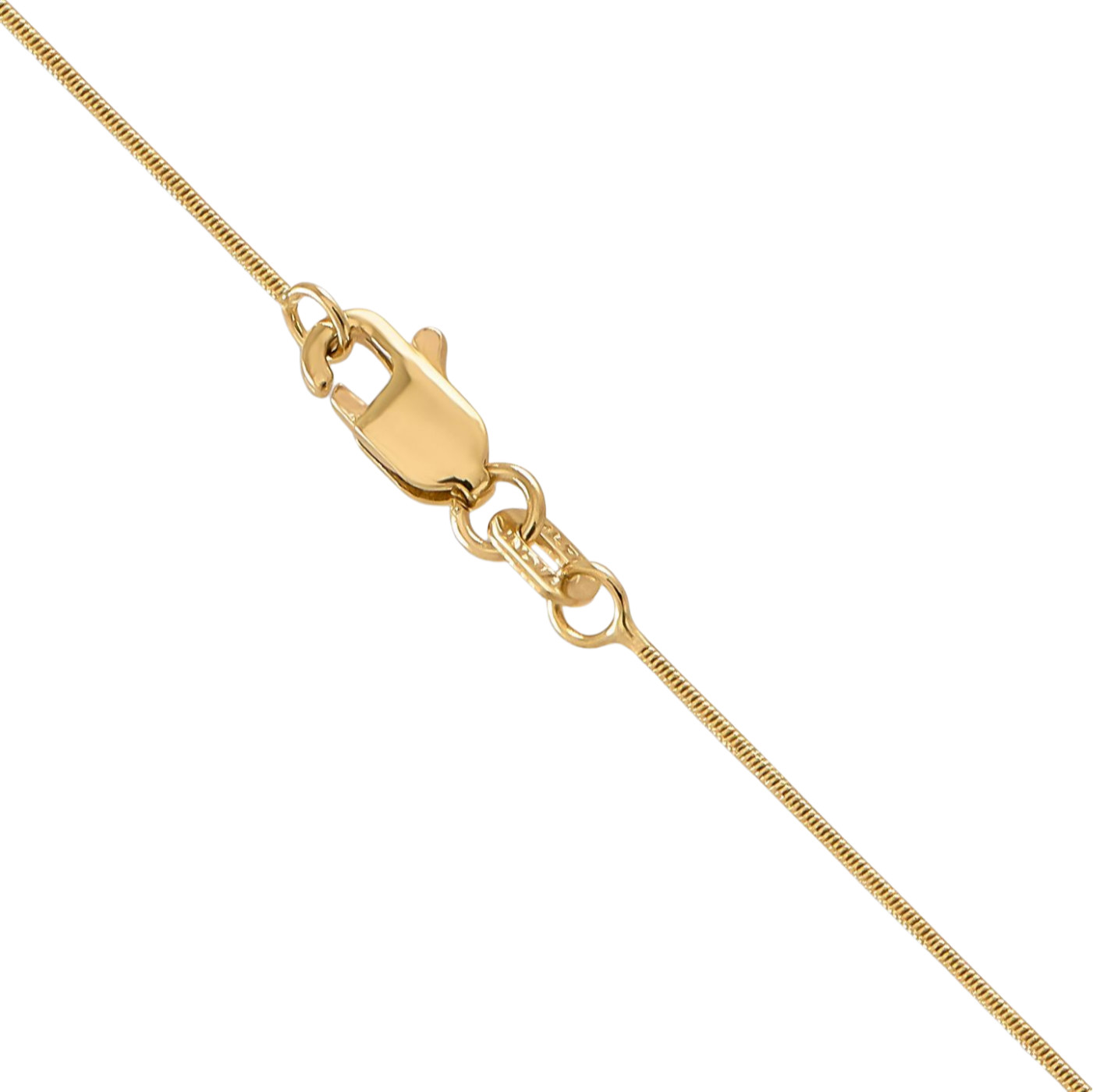 14K Solid Yellow Gold 0.65mm Dainty Round Herringbone Snake Chain Necklace