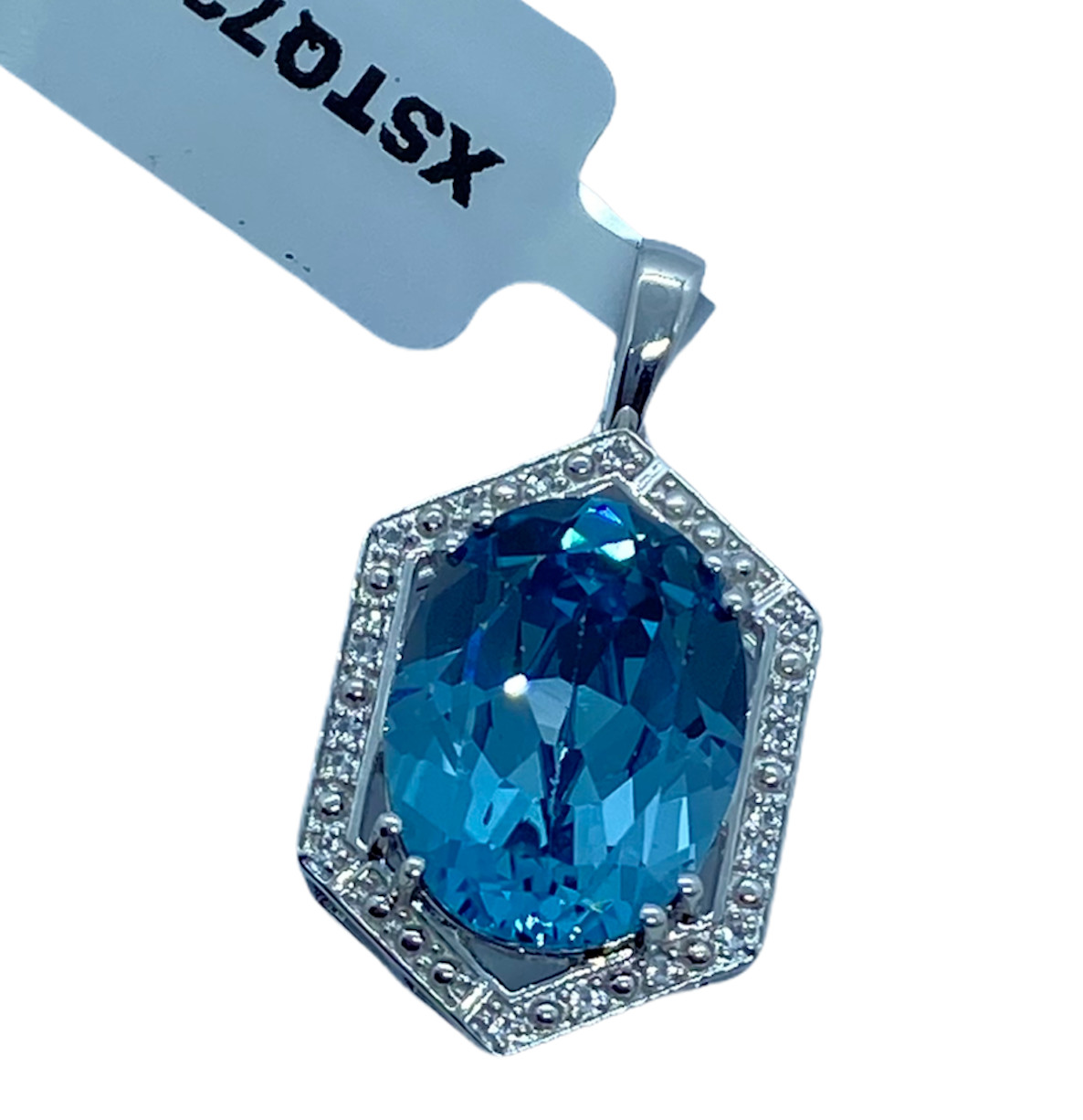 Versailles White Topaz Sterling Silver Pendant 11.12cts