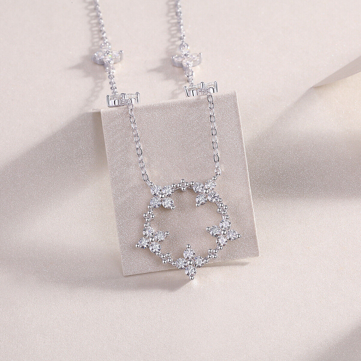 Round Cut VVS1 Moissanite 18” Women Pendant Chain Necklace 925 Sterling Silver
