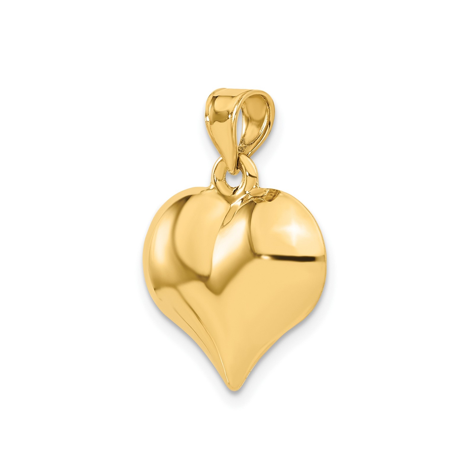 14k Yellow Gold Polished Heart Pendant Charm for Women Anniversary Jewelry