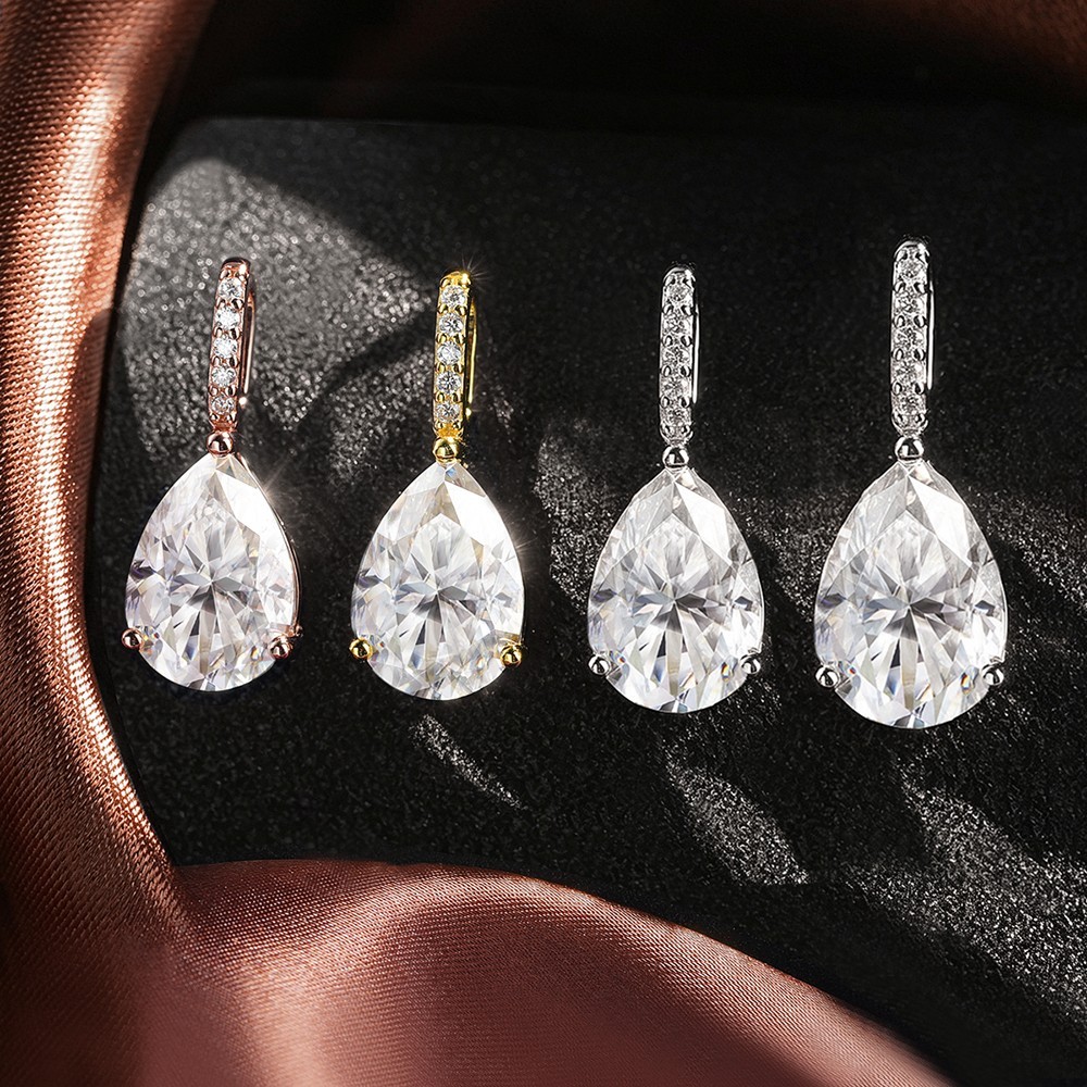 2/3ct Real Pear Cut Moissanite Pendant Necklace 925 Sterling Silver Women Chain