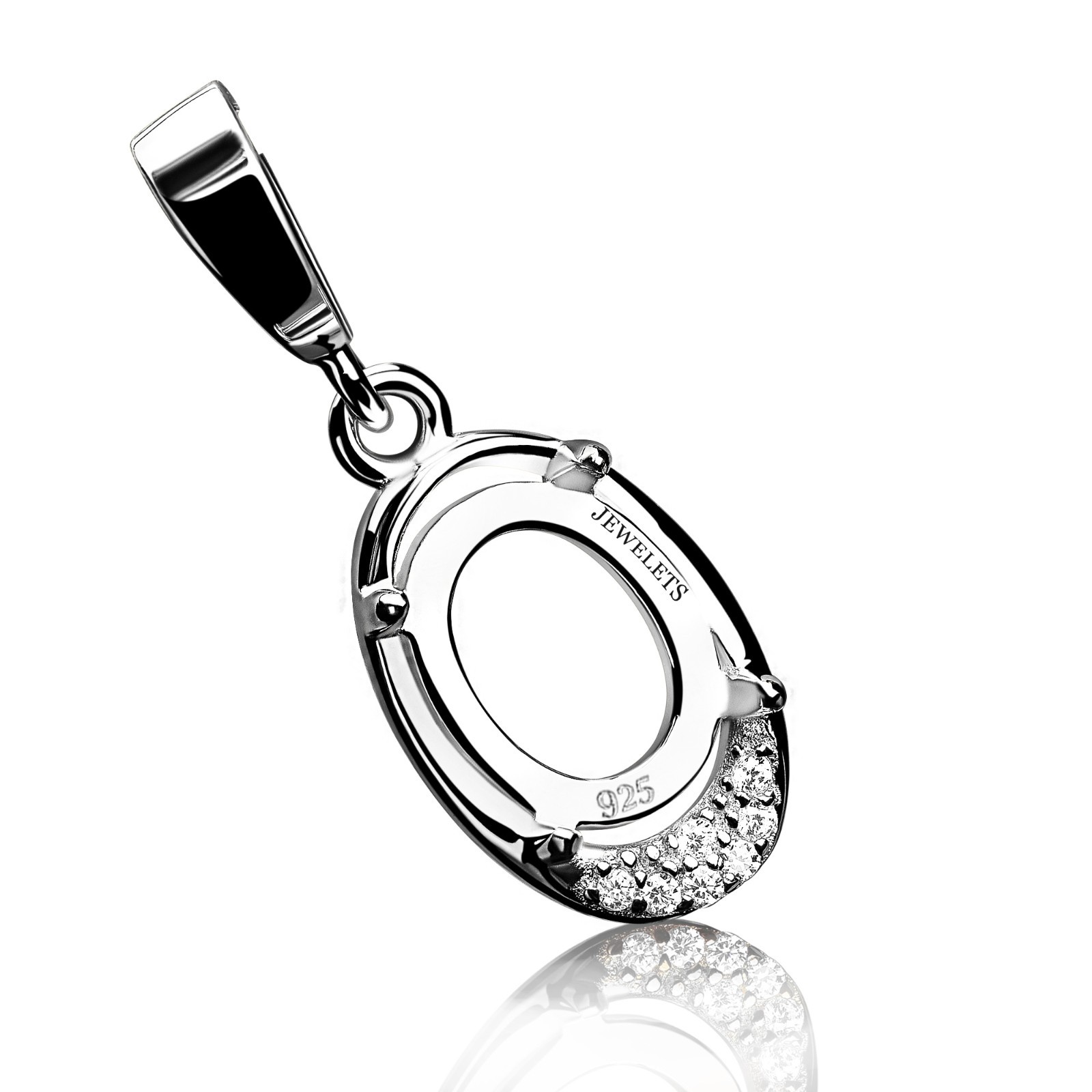 Silver Pendant Blank – 7×9 mm Prong Setting Cabochon DIY Jewelry Base