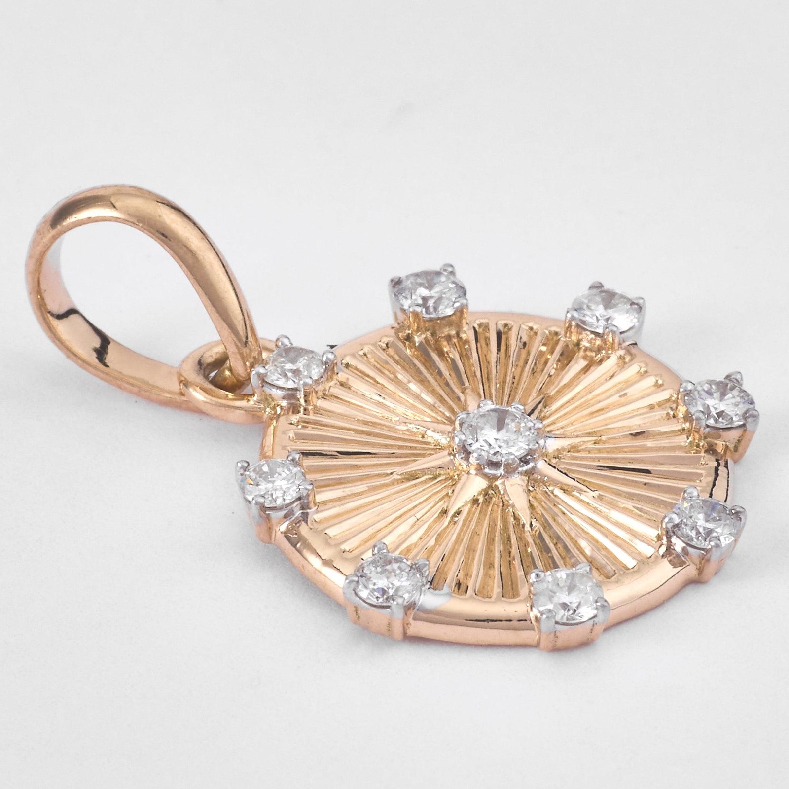 0.34 ct Natural Diamond Karma Circle Medallion Pendant 14K Gold Infinity