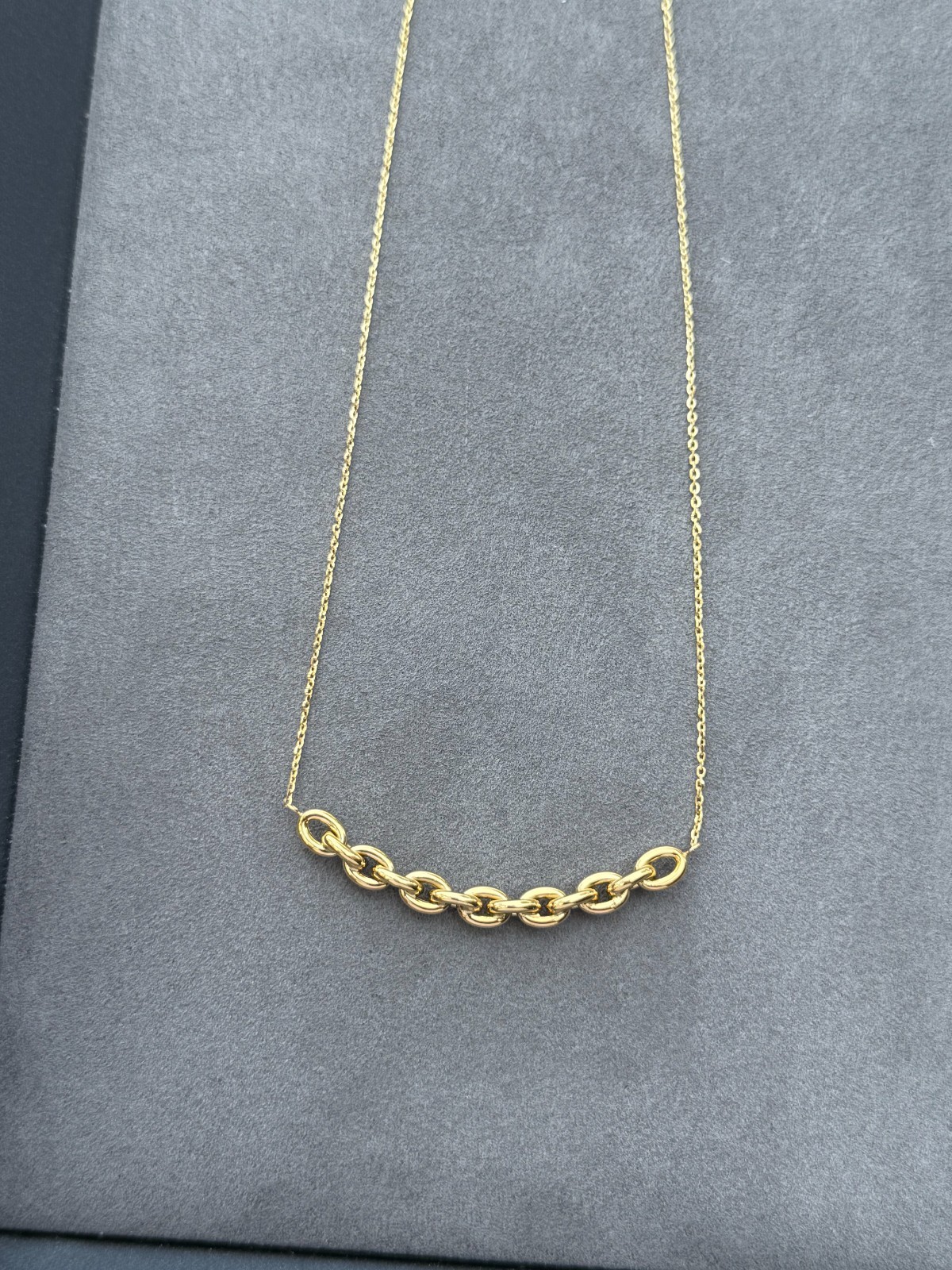 Solid 10K Gold Link Chain Bar Necklace Yellow Gold 18” Inch – Italy