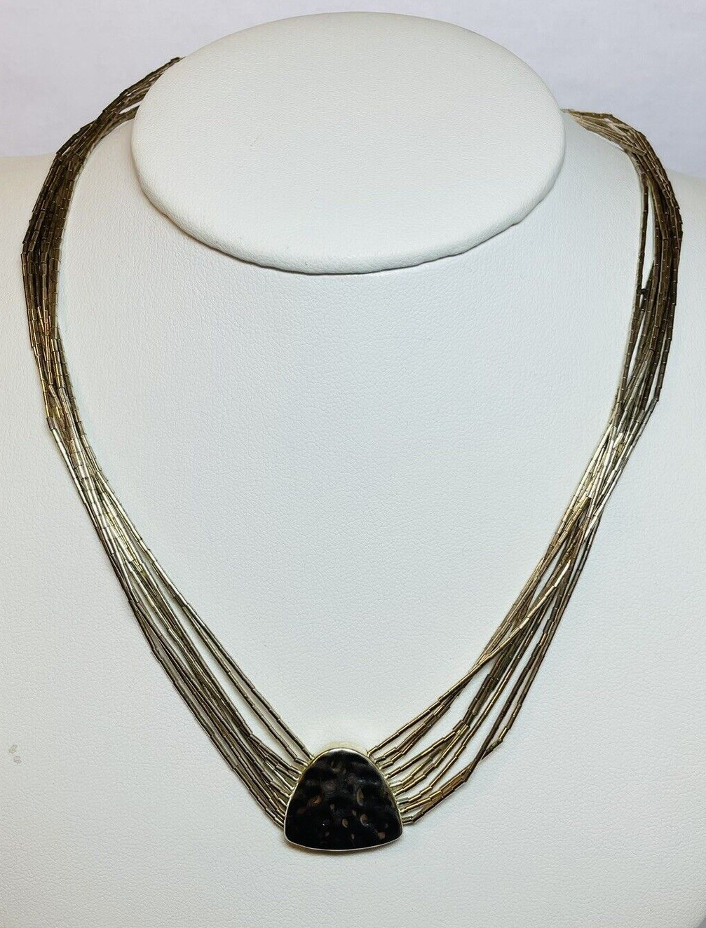 Silpada Sterling 925 Silver Liquid Silver 9 Strand Hammered Shield NecklaceN1288
