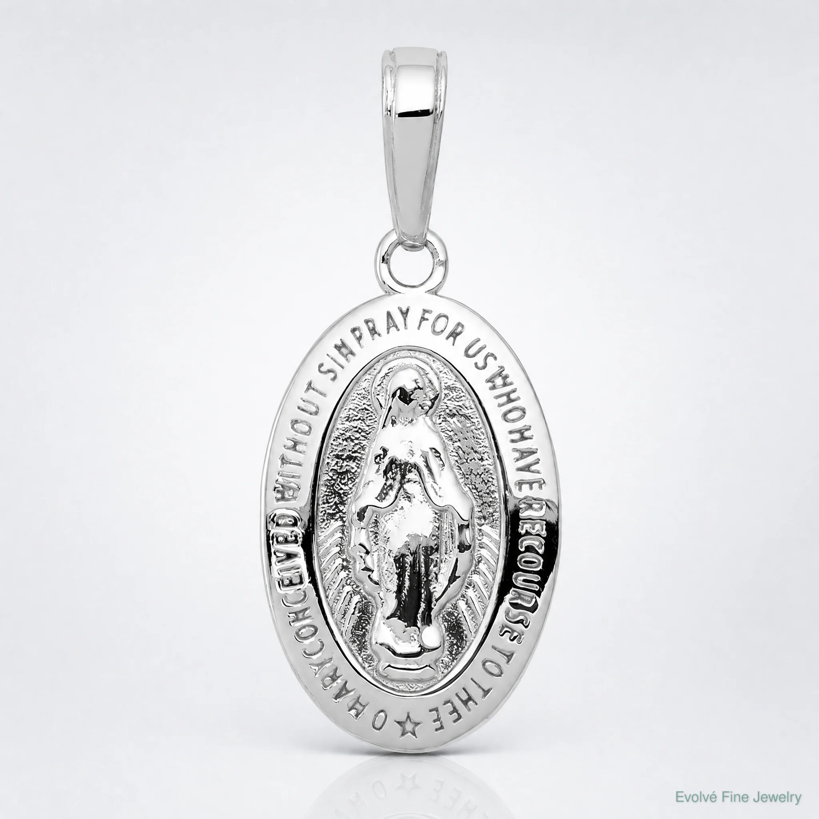 10K / 14K White Gold Miraculous Medal Pendant