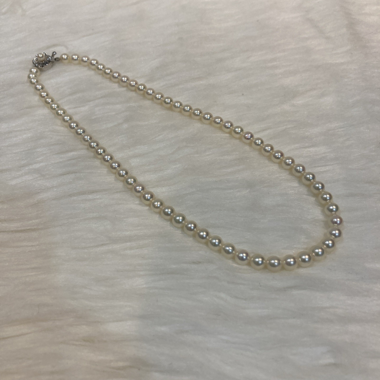 Akoya Pearl Necklace 6-6.5mm 42cm 24g Silver Clasp Excellent Japan