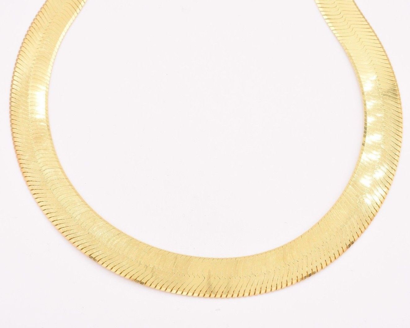 14mm Bold Herringbone Chain Necklace 14K Yellow Gold Plated Sterling Silver 925