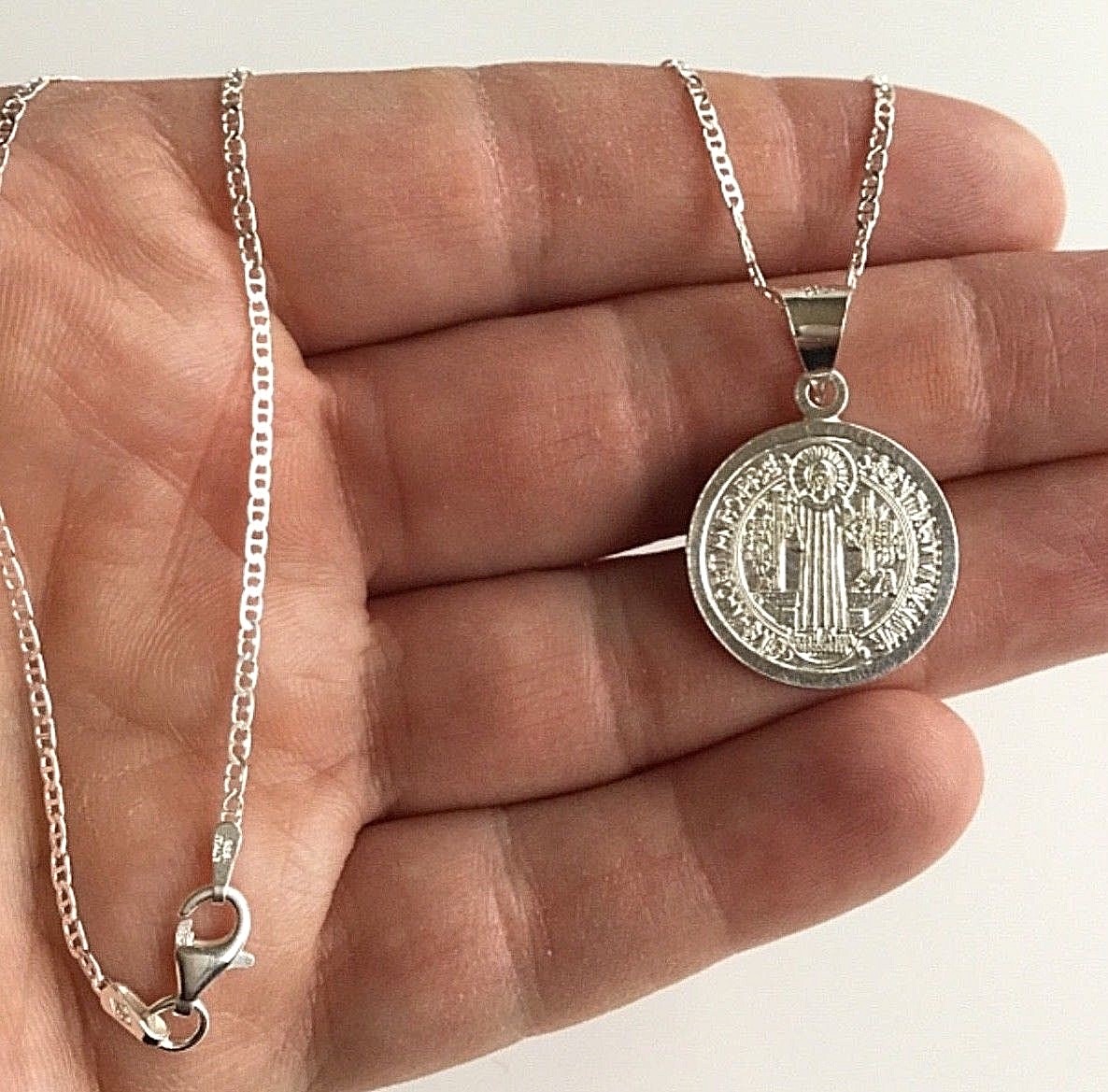 925 SILVER SAINT BENEDICT NECKLACE 18″/CADENA DE SAN BENITO EN PLATA 18″-20mm #2