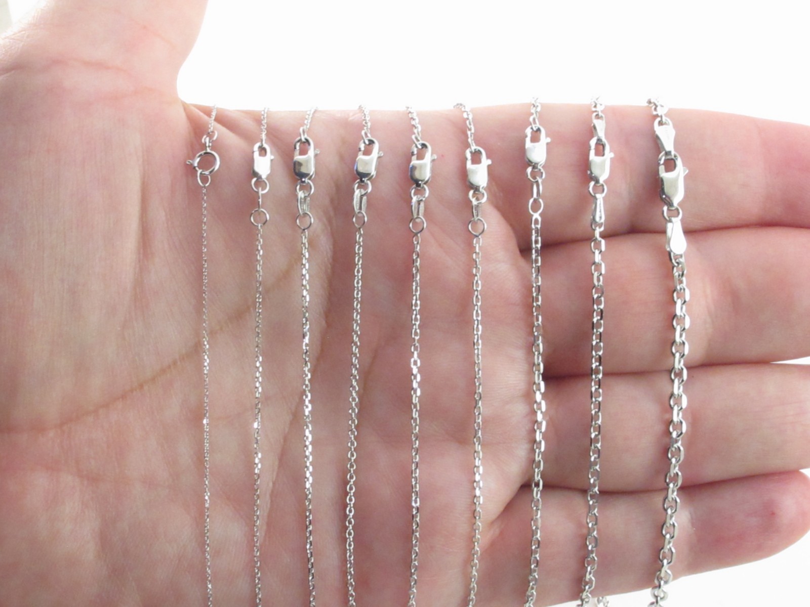 14k Solid White Gold Cable Chain 16″-24″ , 0.6 mm – 3.1 mm