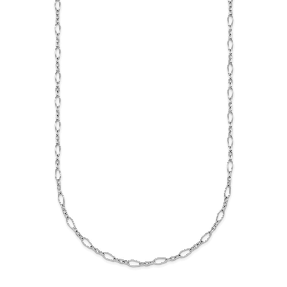 Platinum Polished & Diamond-cut 2.4mm Solid Oval Link Chain Necklace 16″- 3.29g