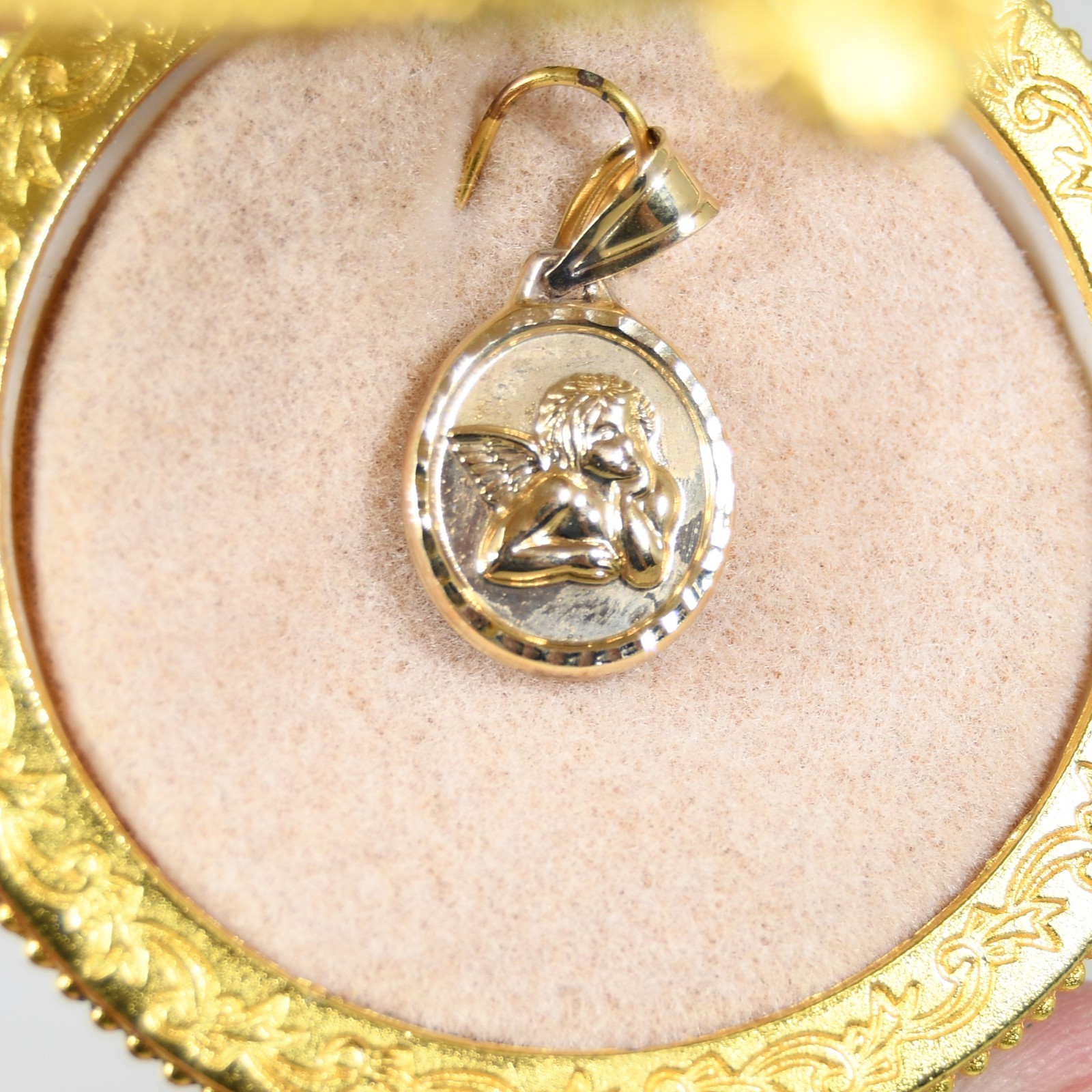 14k Gold Guardian Angel Charm in Trinket Box Christmas Ornament Michael Anthony