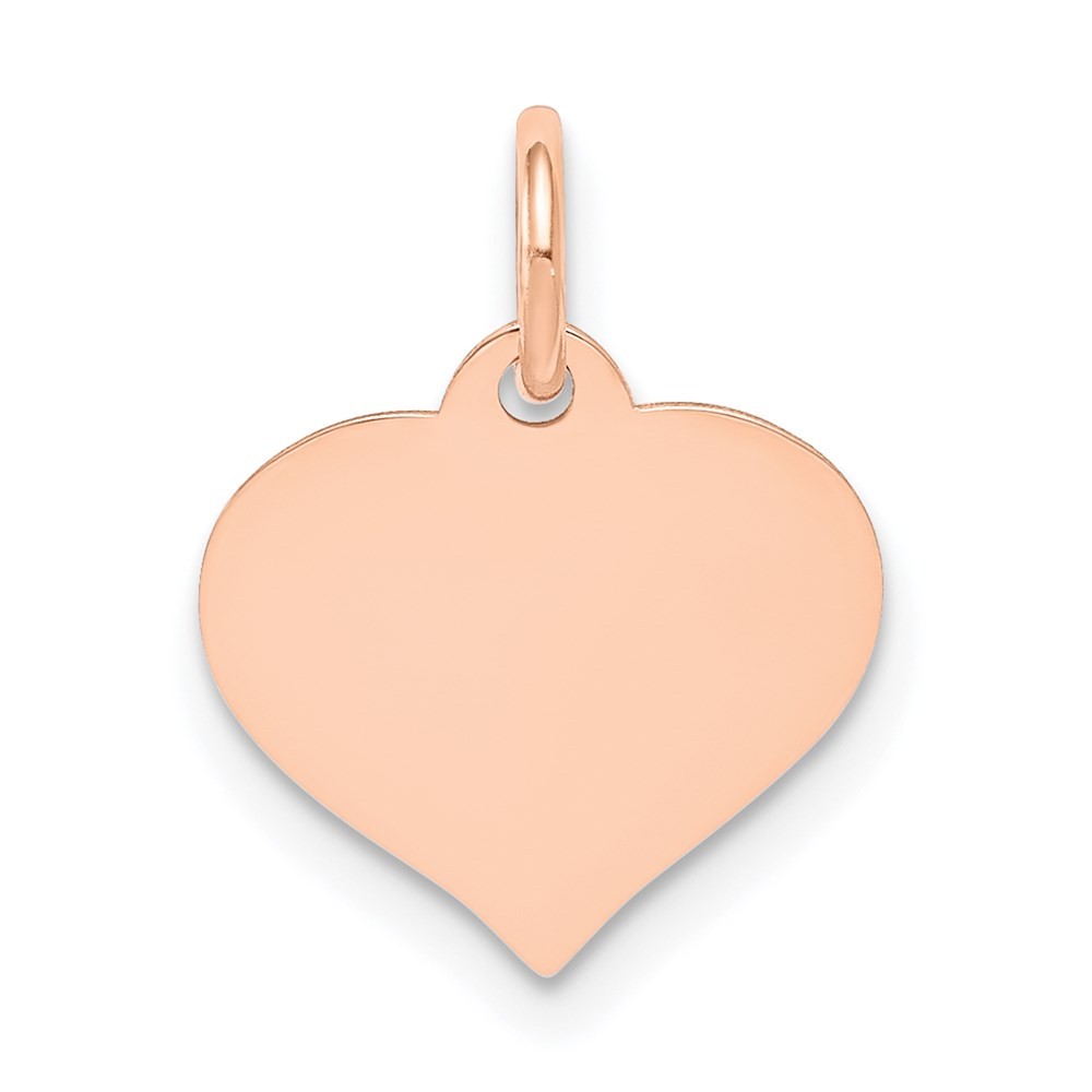 14k Rose Gold Plain .013 Gauge Engravable Heart 14x12mm Disc Charm Pendnat
