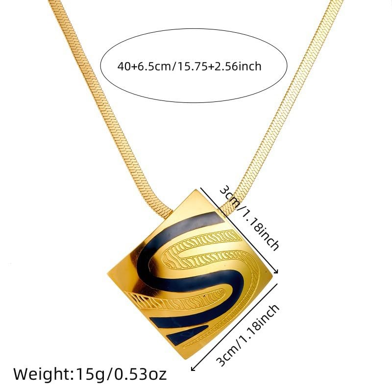 sunglnl Chunky Necklaces For Women, 14k Goldplated Necklace Square Geometry T…