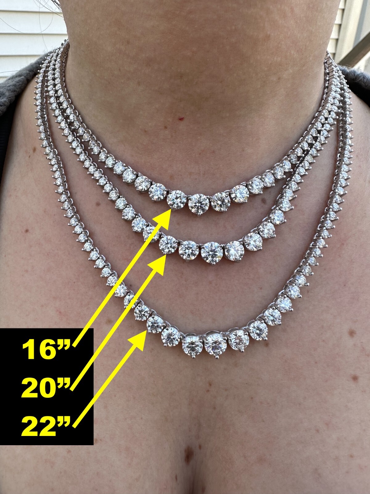 Real Iced MOISSANITE Riviera 3-7mm Graduated Tennis Chain Necklace – VVS D Color