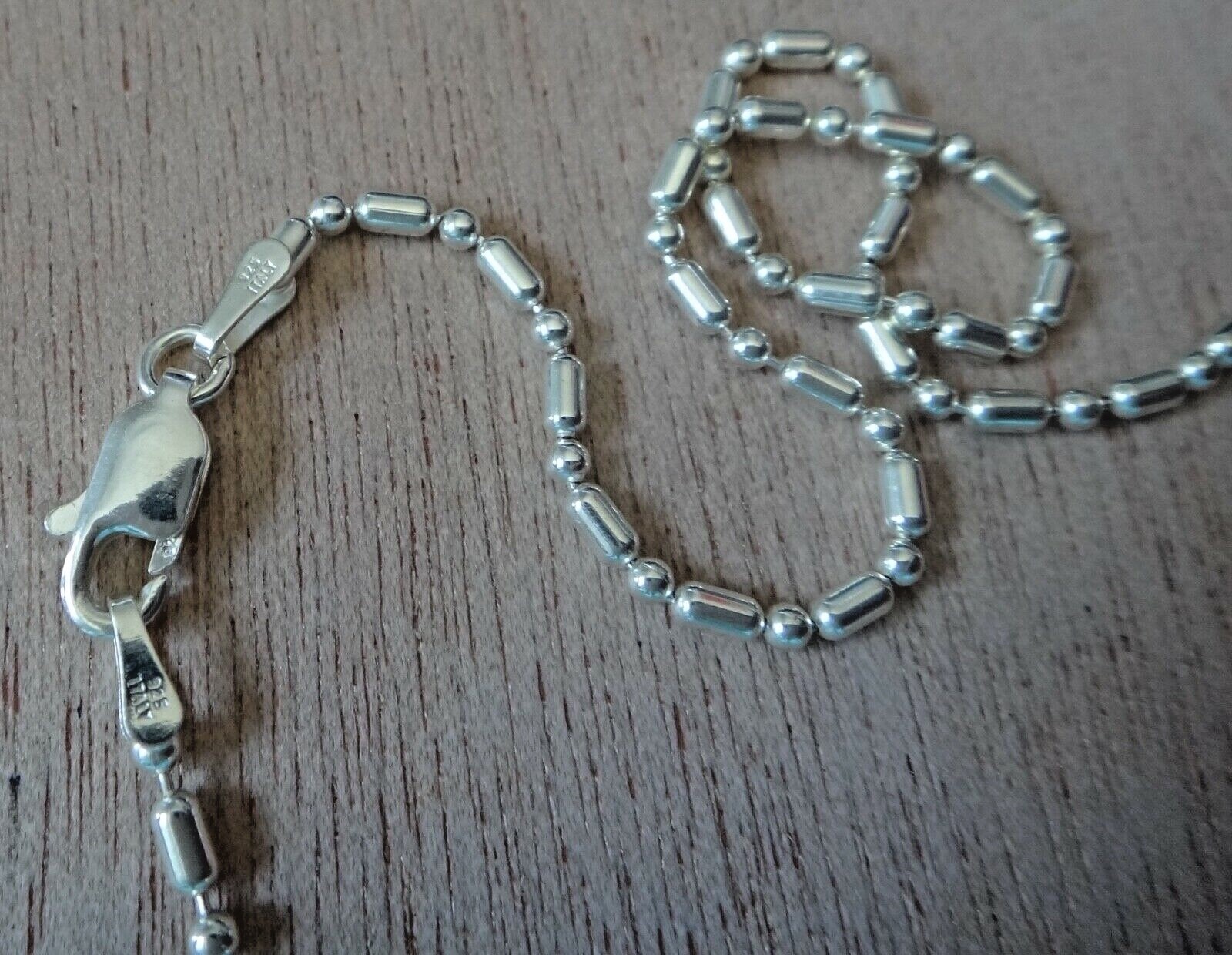16″ inch Sterling Silver 1.5 mm 1&1 Bead for Male or Female Chain hang a Charm