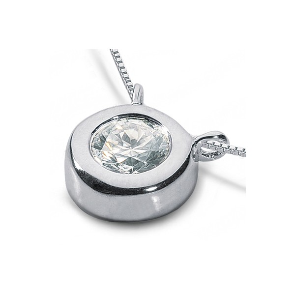 0.45ct F VS2 Round Earth Mined Certified Diamond White Gold Solitaire Pendant
