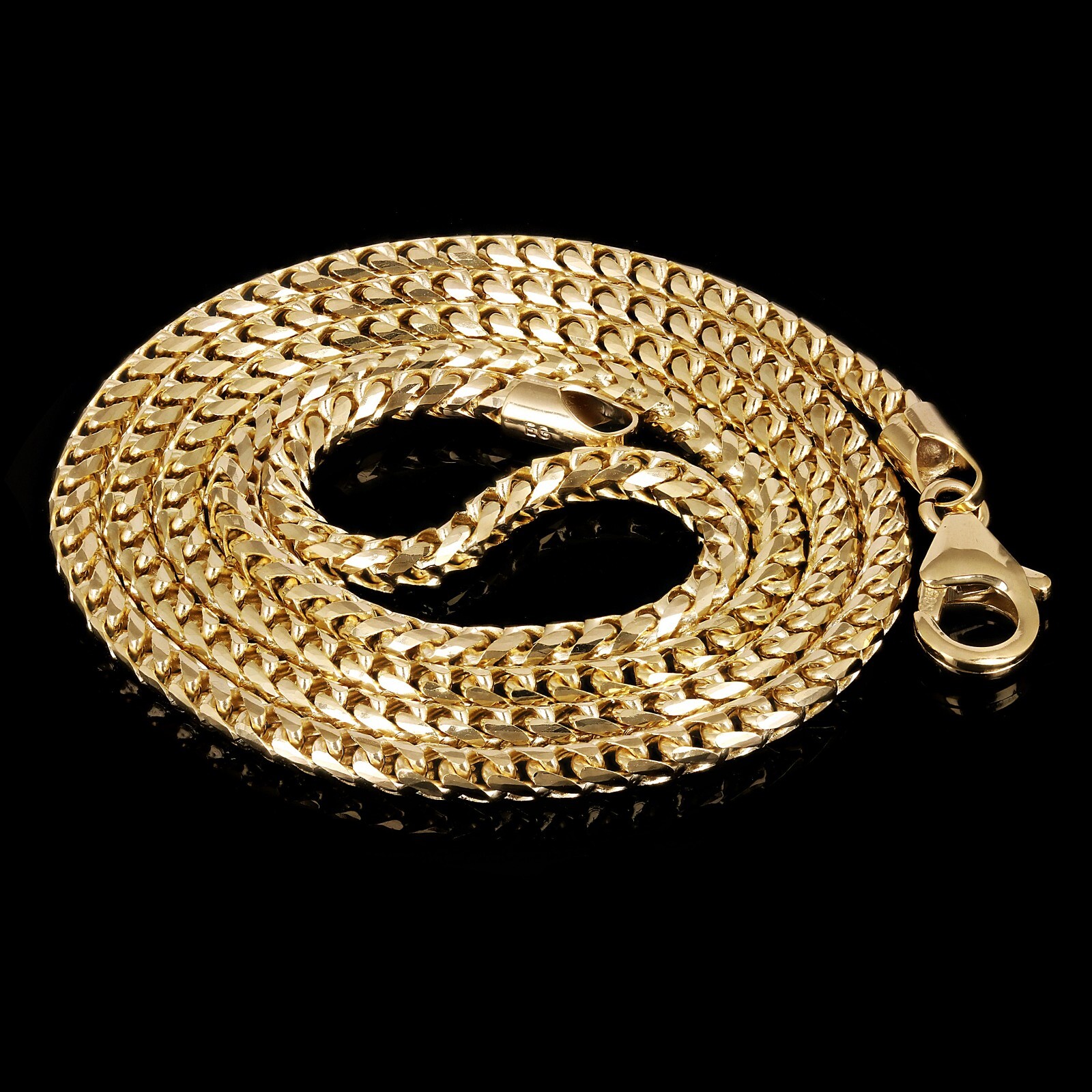 Italian 14k Yellow Gold Solid Diamond Cut Franco Chain Necklace 20″ 2.5mm 19.2g
