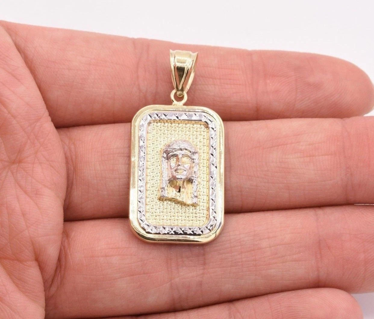 2Ct Jesus Head Medallion Diamond Cut Pendant Real 10K Yellow White Gold Plated