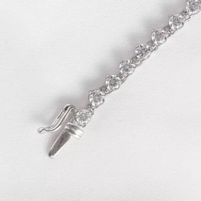 14k White Gold Plated 3MM Round Lab Created Diamond Tennis Women’s Necklace 18″