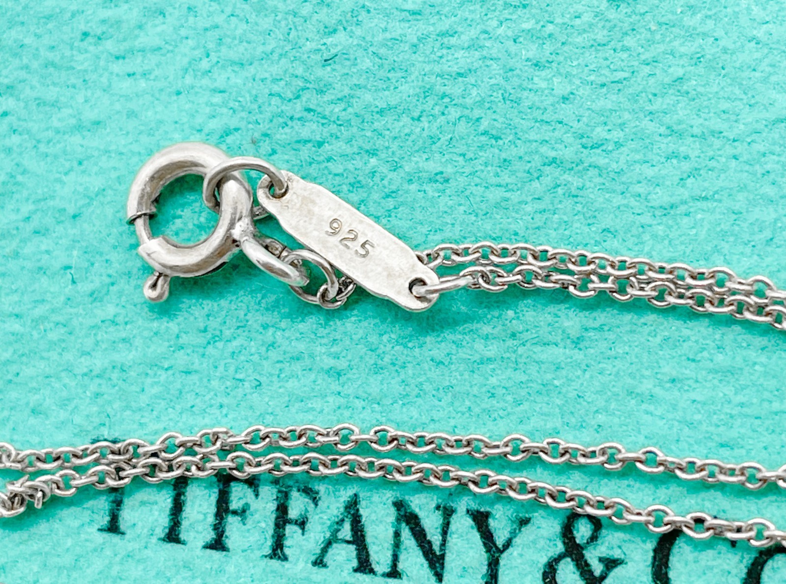 Tiffany & Co. Return to Tiffany Mini Blue Double Heart Pendant Necklace 16″