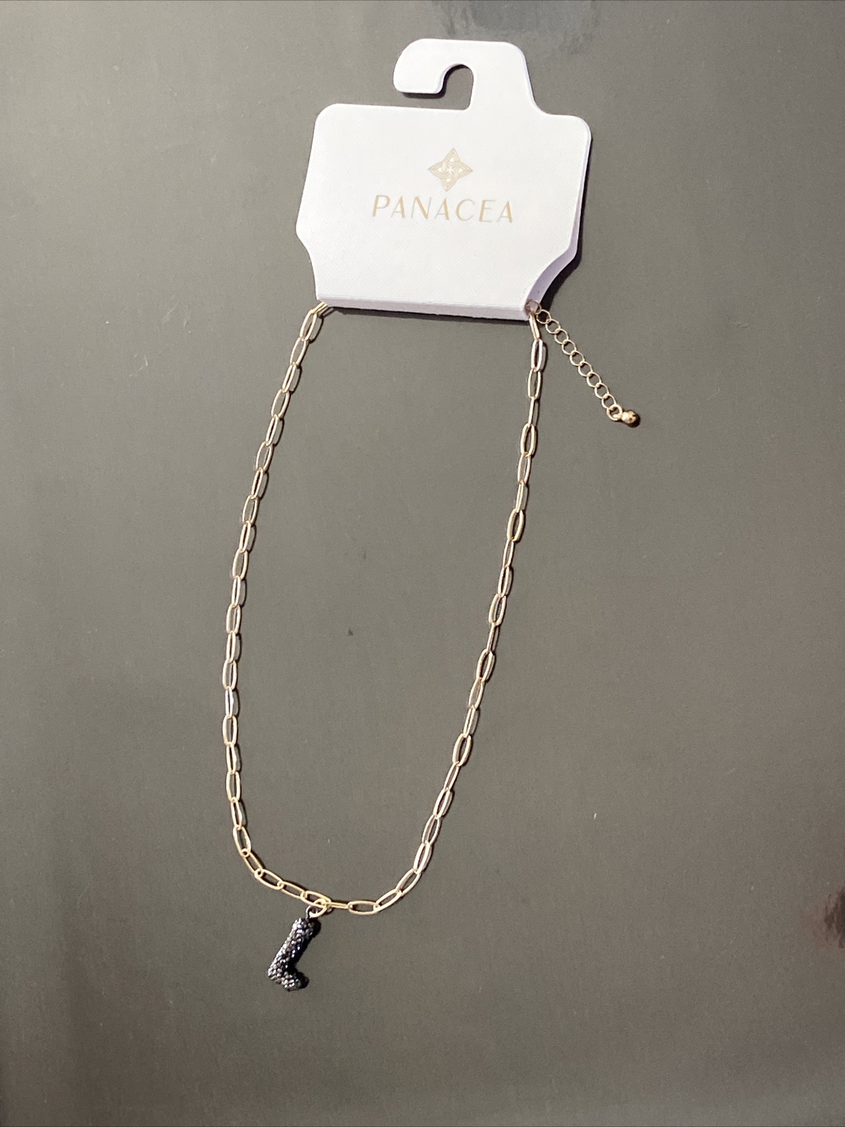PANACEA 14K Gold Plated Paper Clip Chain Luxe Initial Necklace Letter L