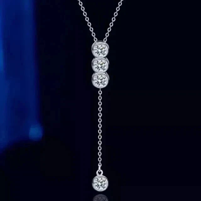 Real Moissanite 1.80Ct Round Cut Flower Pendant 14K Yellow Gold Plated 18”Chain