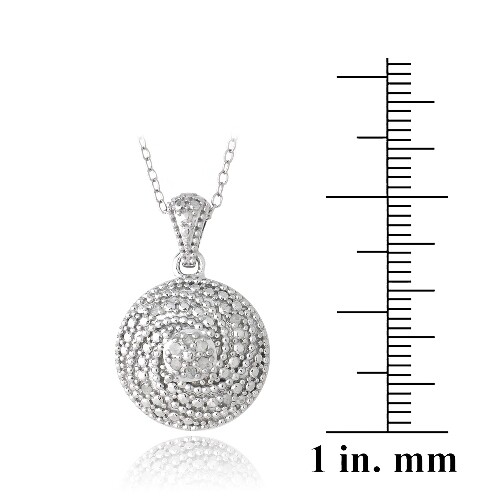 925 Silver 1/10ct Diamond Round Spiral Necklace, 18″