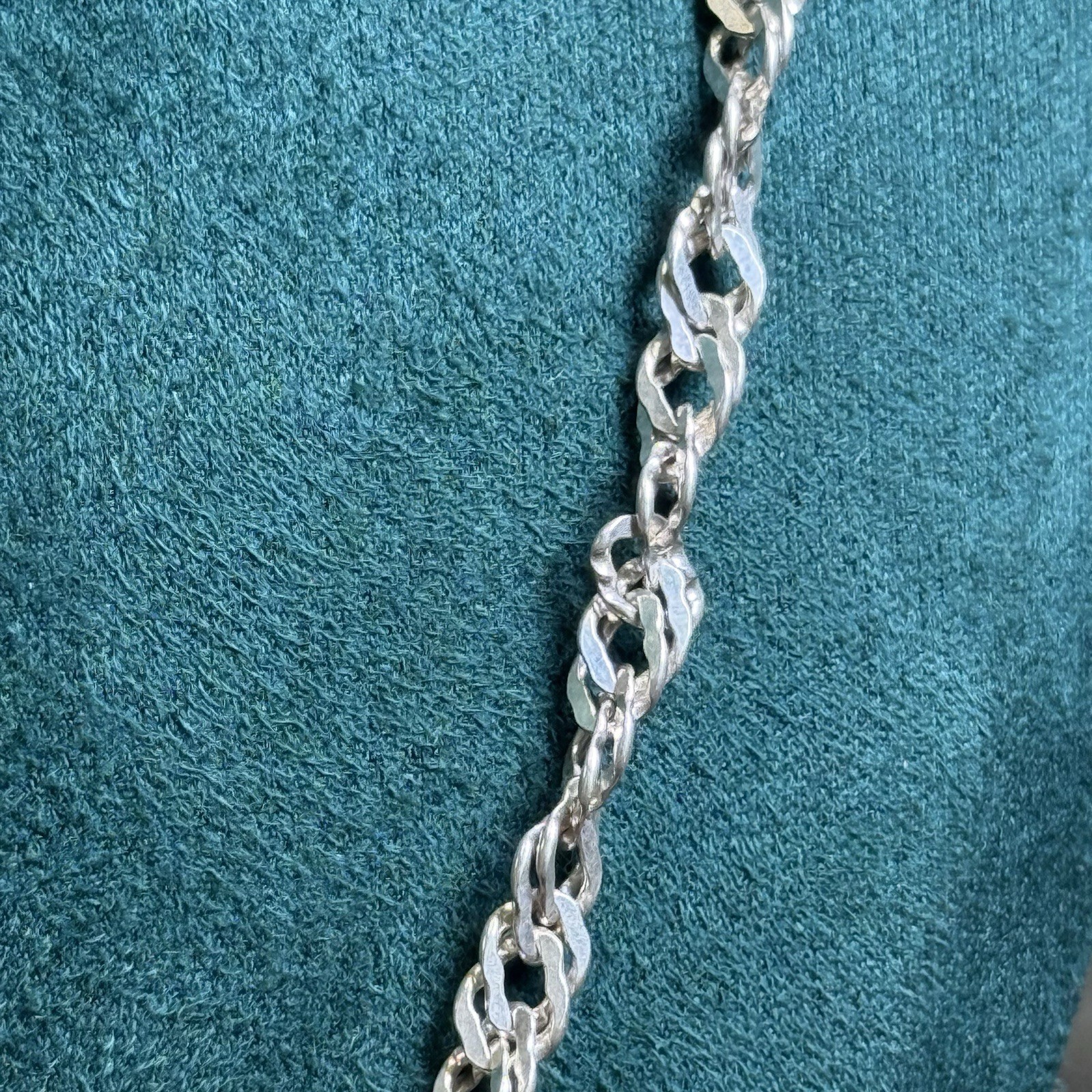 Italian 925 Sterling Silver Singapore Link Chain Necklace 23.5” 4mm