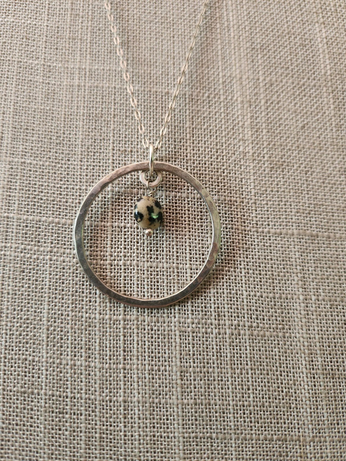 Silver Plated Jasper Pendant On Sterling Silver 18″ 925 Italy Chain