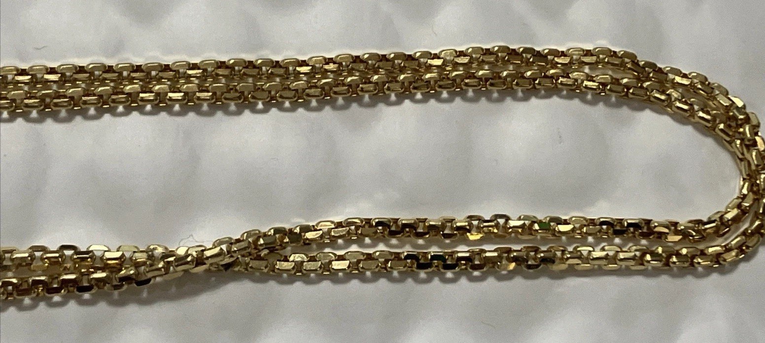 10k Real Gold Rounded Box Chain Semi-Solid 4.4Grams 1.9×1.5mm 22” Brand NWT 10K
