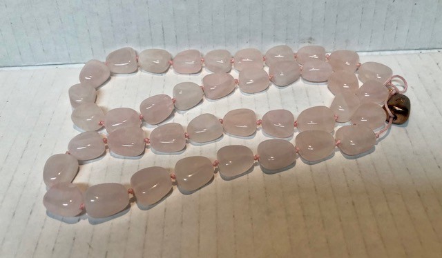 Lola Rose pink rose quartz 25″ to 30″ long nuggets necklace