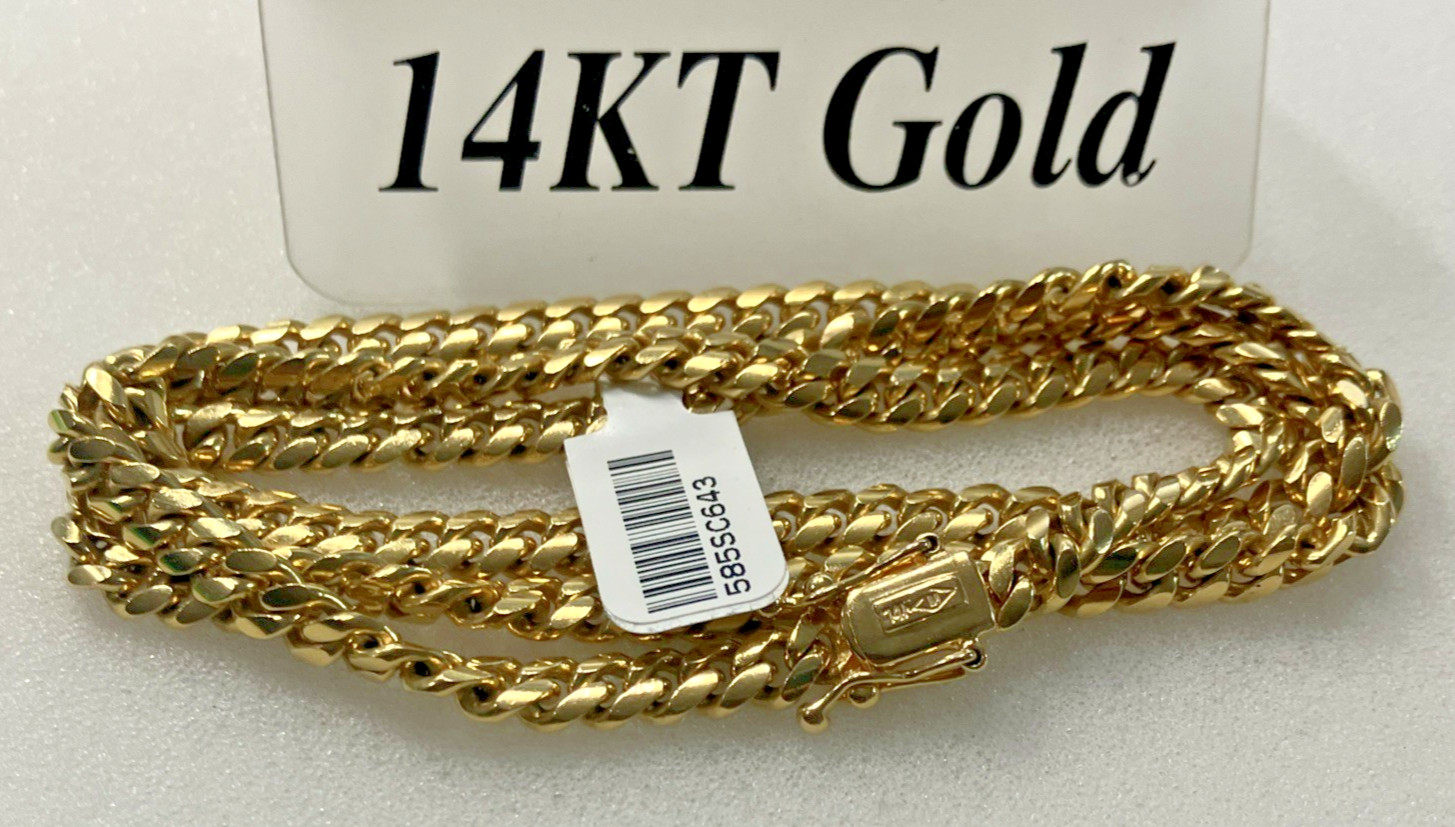 14kt Real Gold Solid Cuban Chain 64.25grams 5.85mm 24.25” M Brand New w/Tag 14K