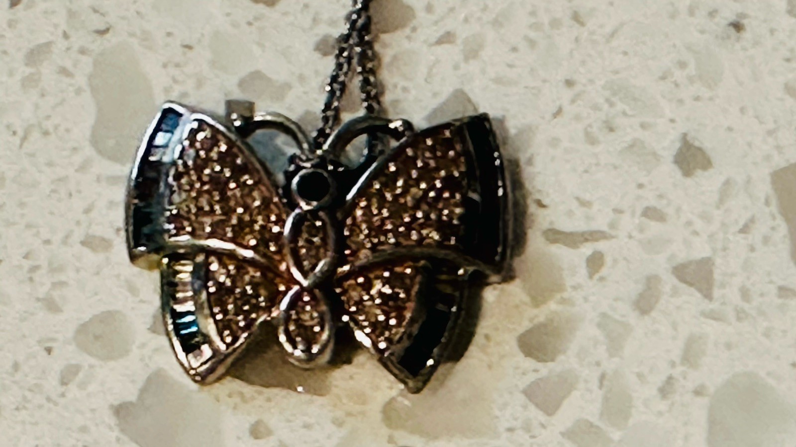 Designer GP Sterling Multicolor Diamond Butterfly Pendant On 20” Chain