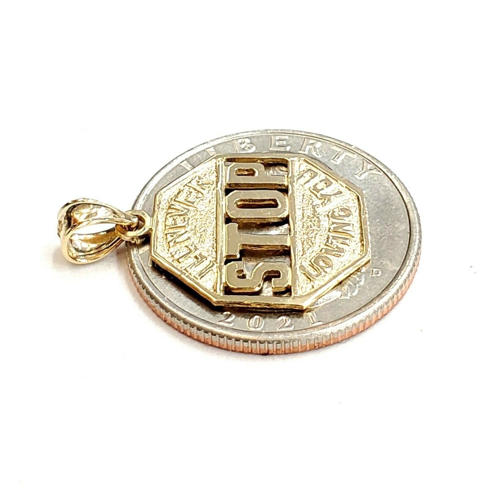 14k yellow Gold I’ll never stop loving you Pendant charm gift fine jewelry 1.6g