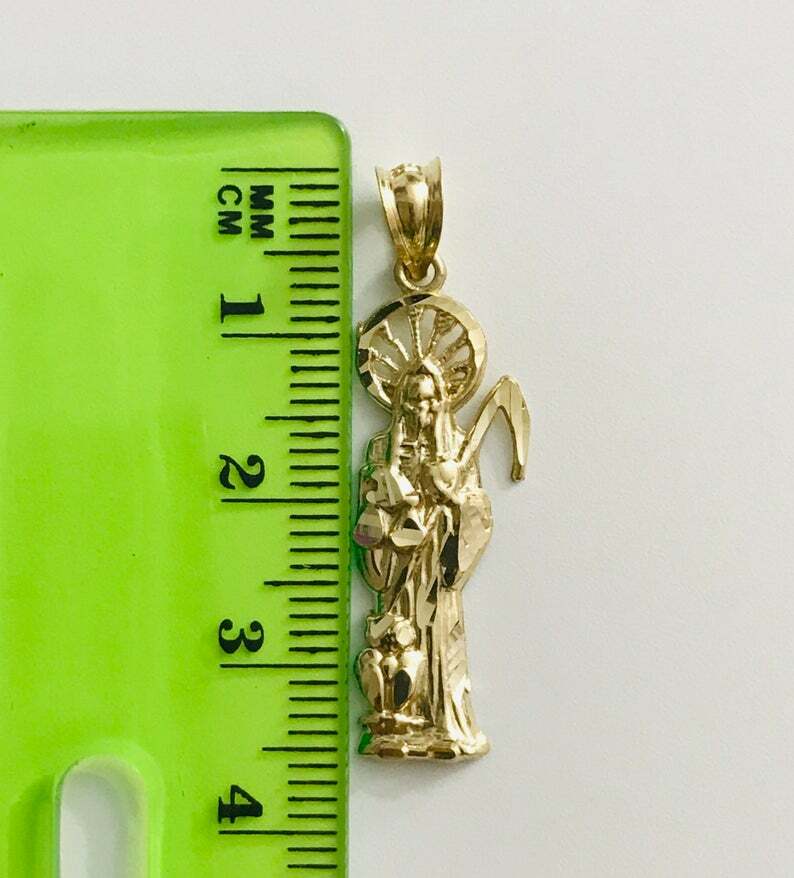 10K SOLID GOLD GRIM REAPER 1.3″ SANTA MUERTE PENDANT, 10K REAL GOLD – GP26