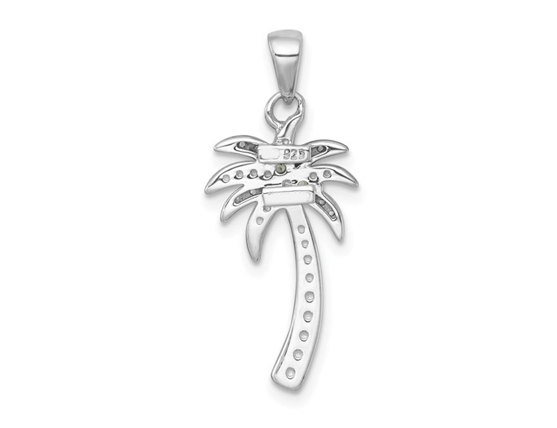 Sterling Silver Palm Tree Pendant Necklace with Peridot and Chain