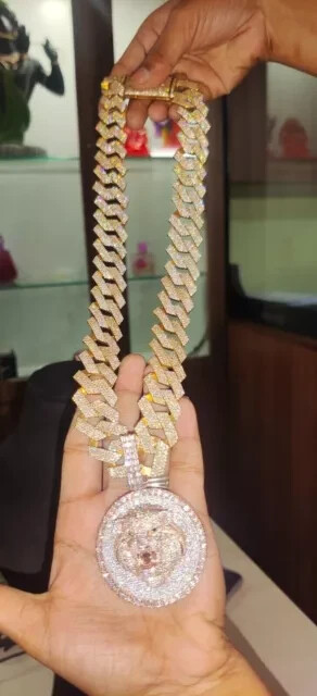28Ct REAL MOISSANITE Men 18mm x24″ Miami Cuban Link Chain 14K Yellow Gold Plated