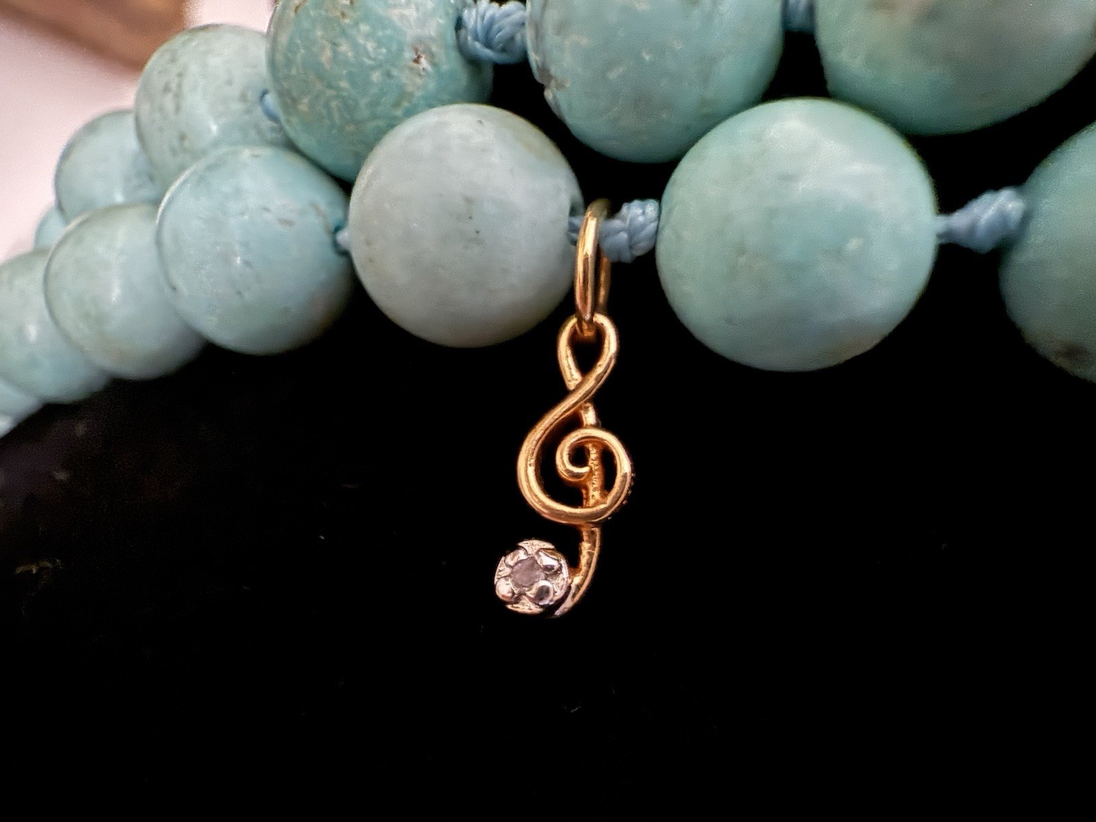 ***GORGEOUS TURQUOISE NECKLACE W/18k SMALL CHARM***