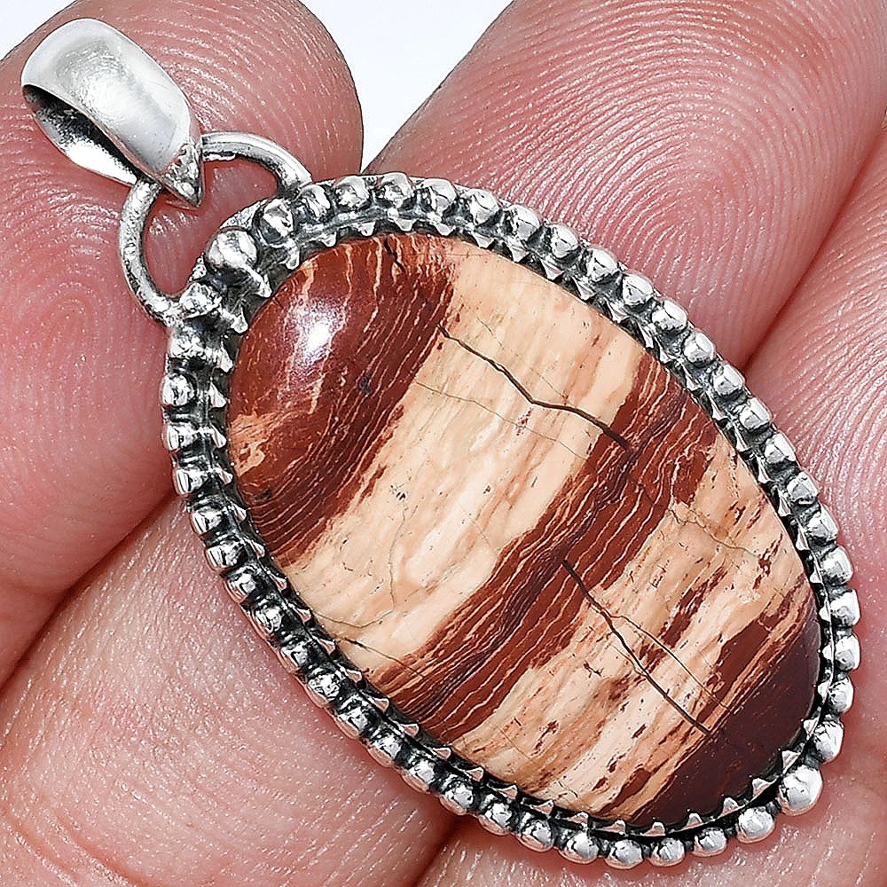 Natural Snake Skin Jasper 925 Sterling Silver Pendant Jewelry P-1312