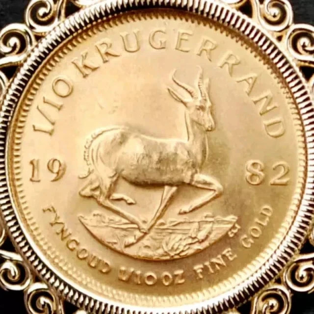 Krugerrand Coin Custom Women/Men’ Pendant With Free Chain 14k Yellow Gold Plated