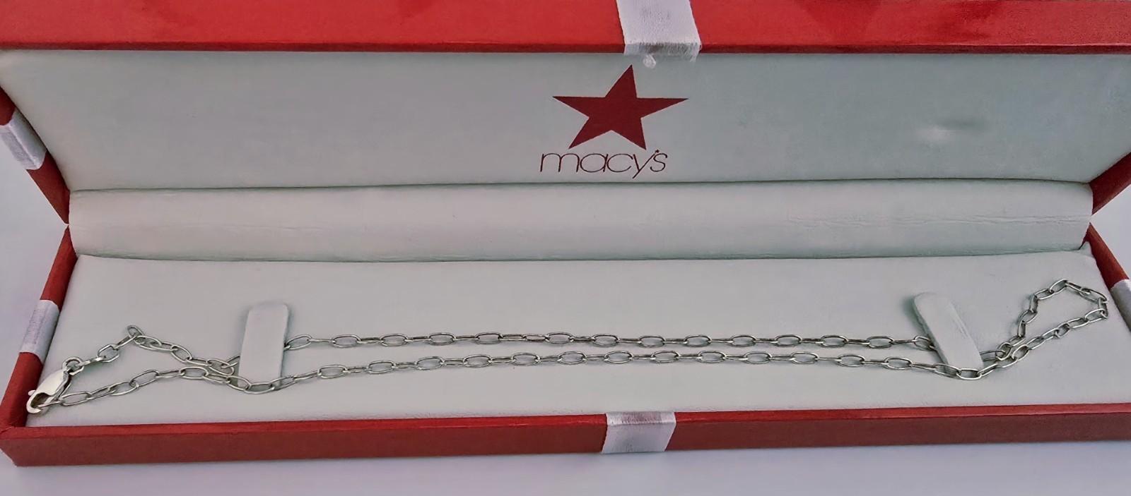 925 Sterling Italy PAPER CLIP LINKS CHAIN NECKLACE ☆ 18″LENGTH
