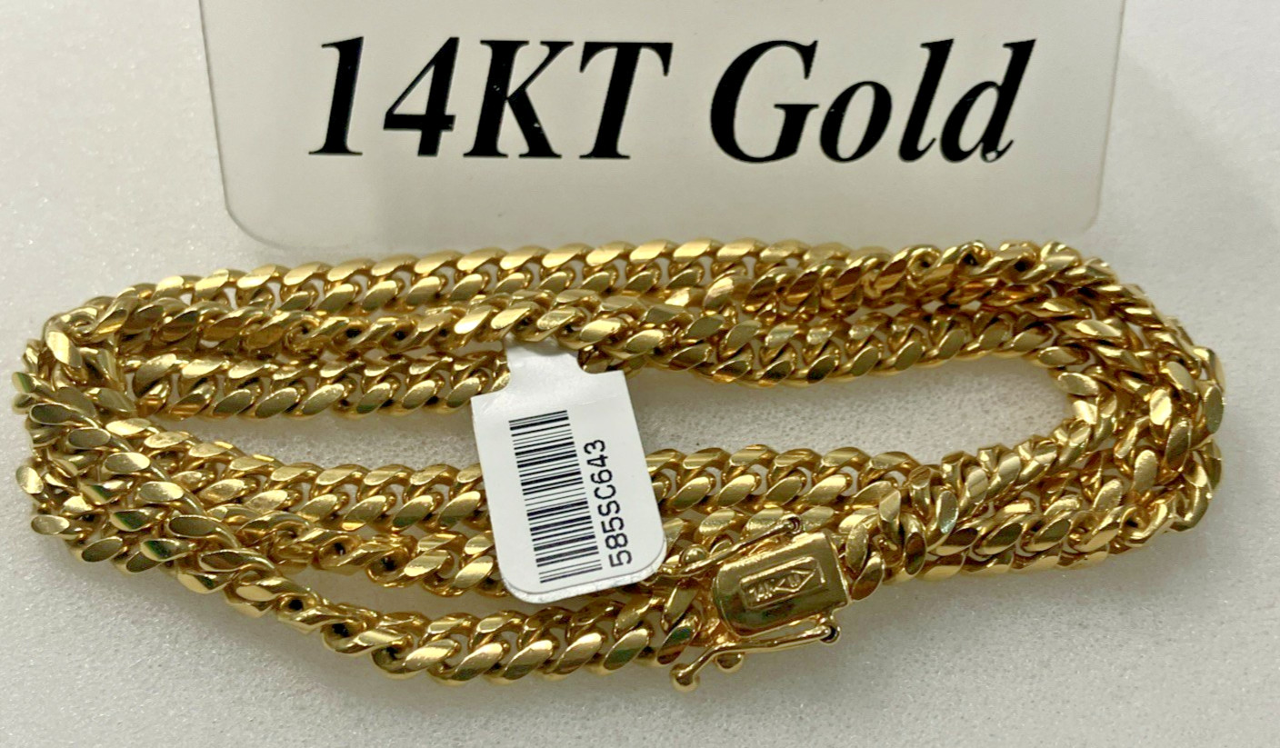 14kt Real Gold Solid Cuban Chain 64.25grams 5.85mm 24.25” M Brand New w/Tag 14K