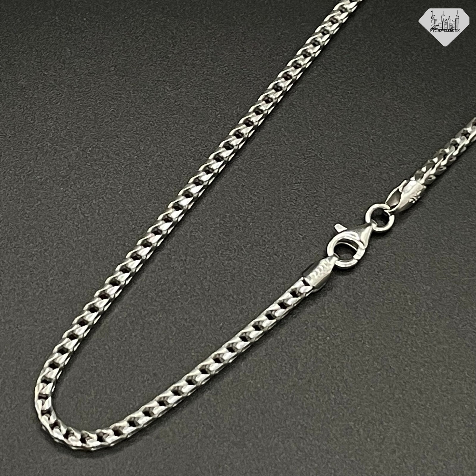 925 Sterling Silver Franco Link Chain Necklace 2.5mm Italian Made Unisex