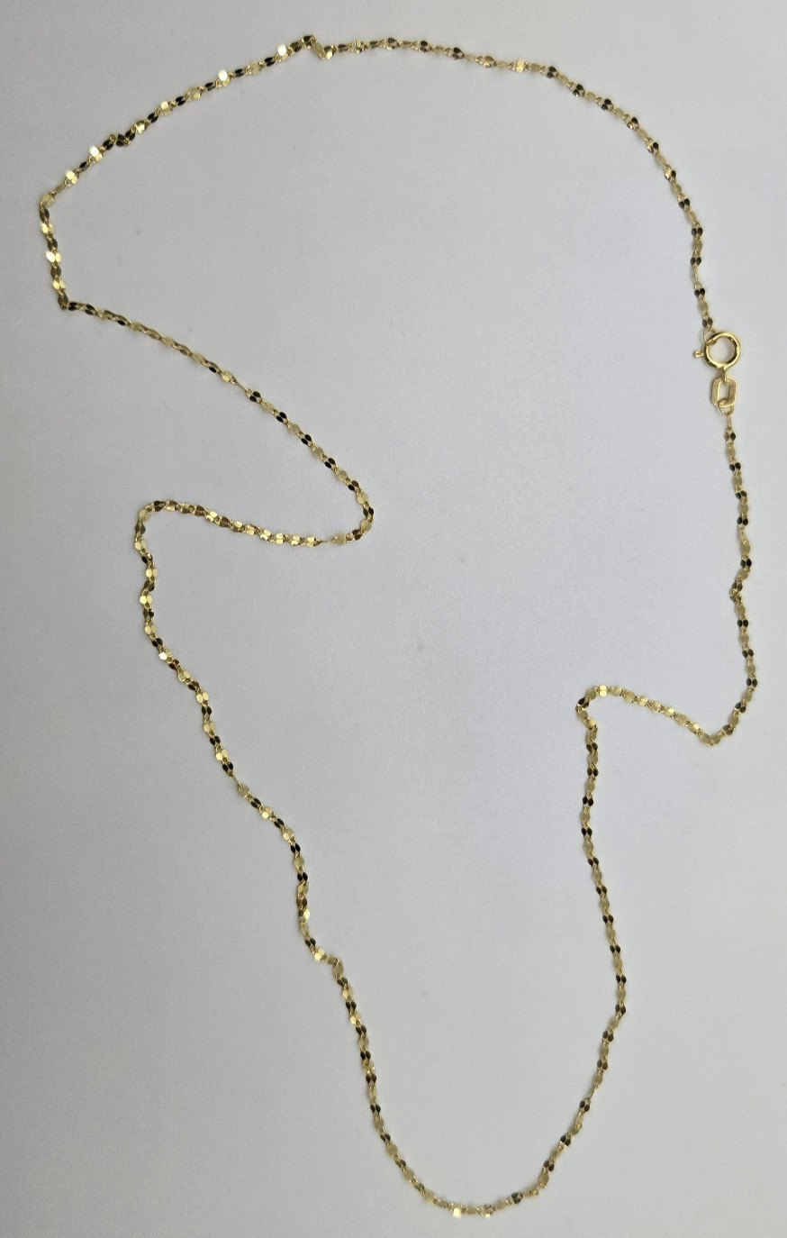 New Solid 10k Yellow Gold Mirror Link 1.5mm 24inch Chain Necklace, Italy