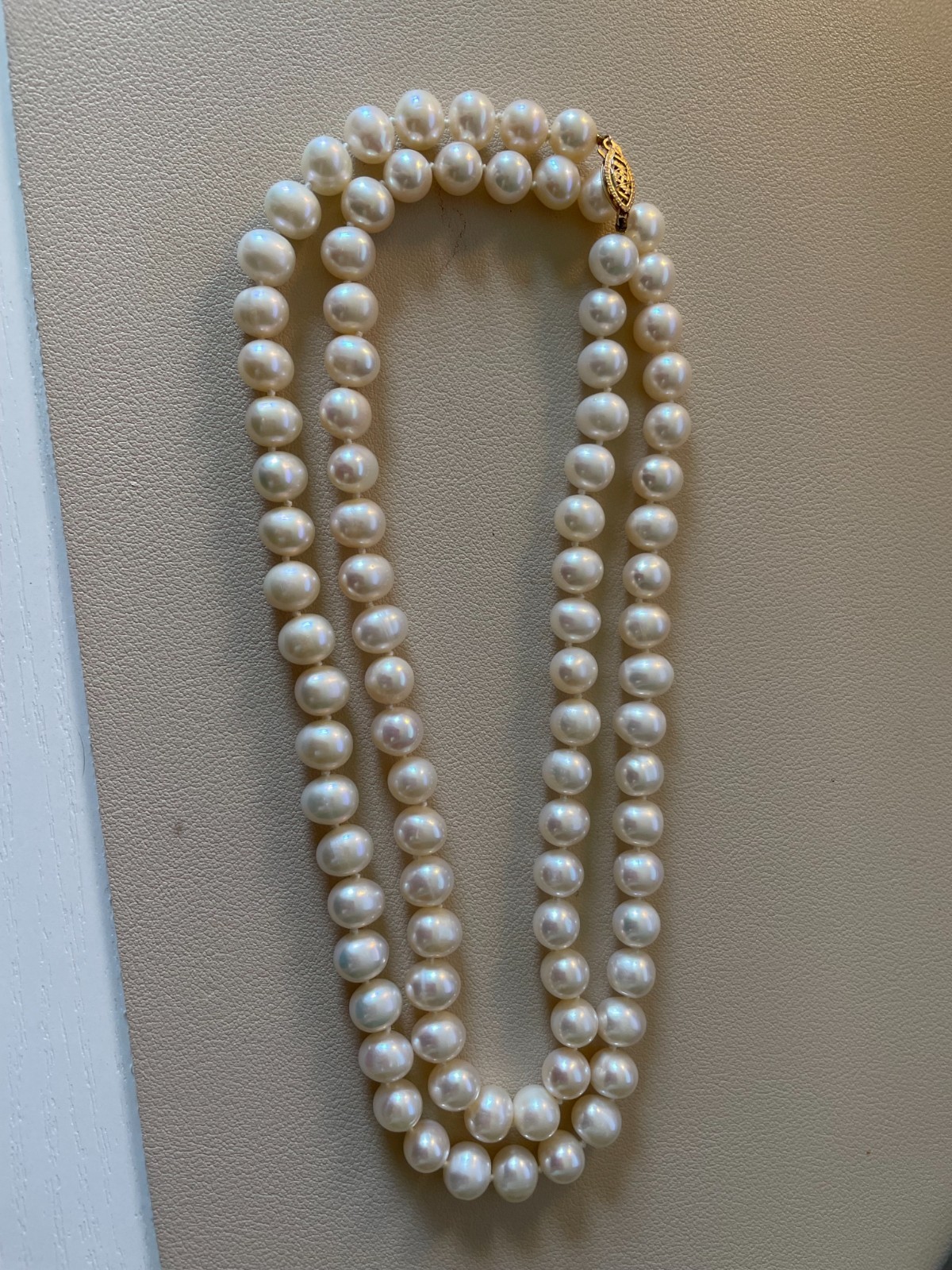 14K Yellow Gold Pearl Necklace 30” Long Elegant Fine Jewelry