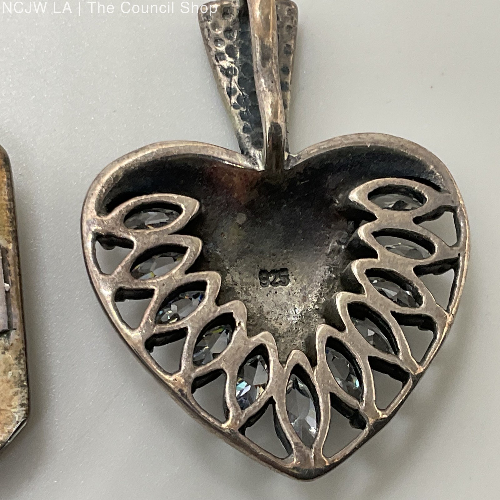 Set of 2 VTG. Sterling Silver Marcasite Rhinestone Art Deco Pendants- 14.20g